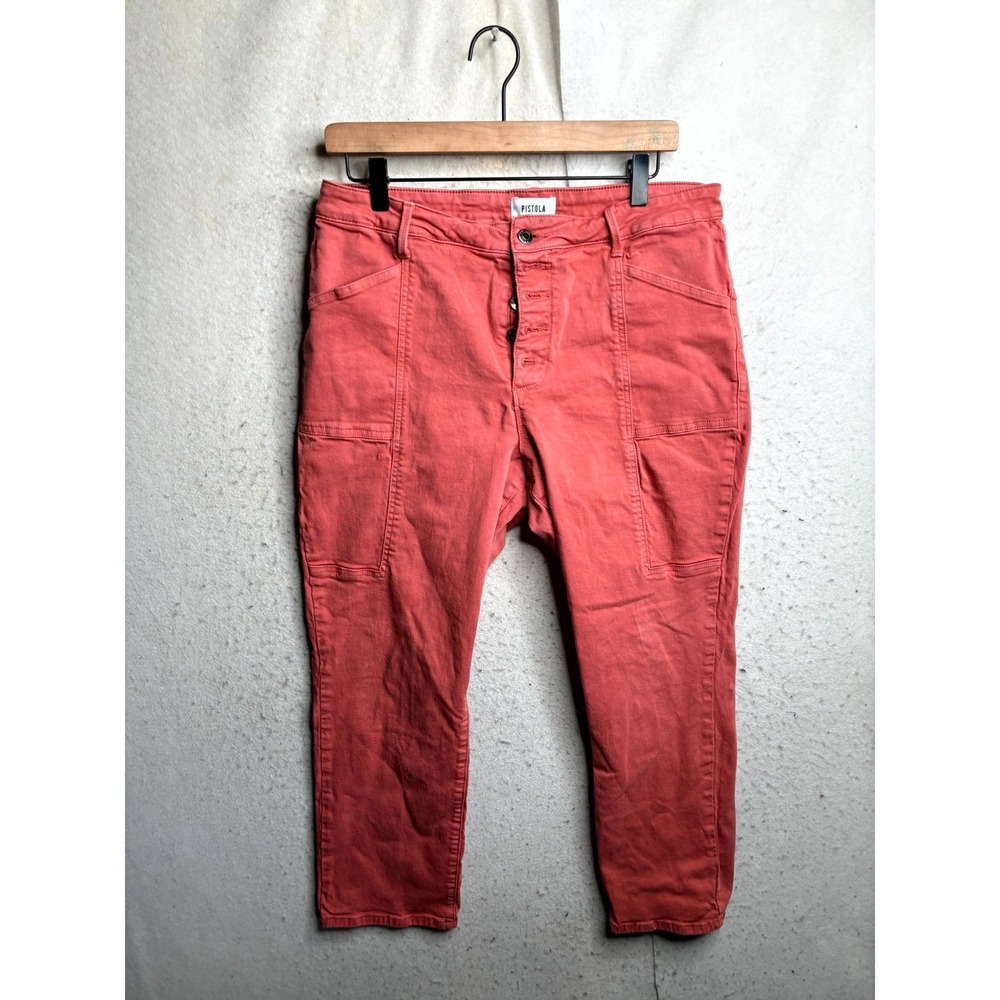 Pistola Patch Pocket Jeans Womens 33 Red Rock High Rise Straight Q6283TST-RER